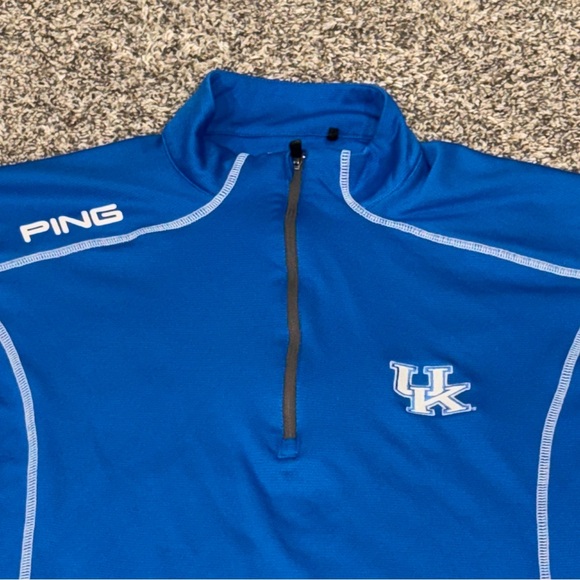 PING x Kentucky UK Large Mens 1/4 Zip Pullover Windshirt SensorCool Blue Golf - Picture 3 of 8